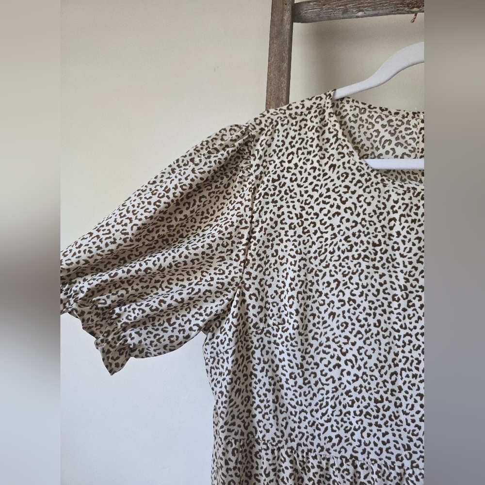 ⭐️40% Off⭐️ Prettygarden Boho Leopard Print Puff Sleeve Dress - Picture 6 of 14
